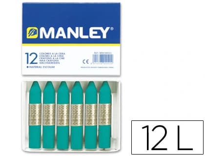 Manley Lapices cera manley unicolor verde turquesa n.23 caja de 12 unidades