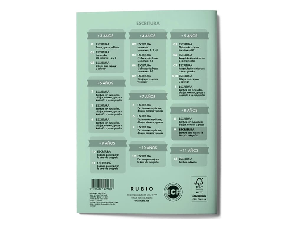 Cuaderno rubio caligrafia nº 9