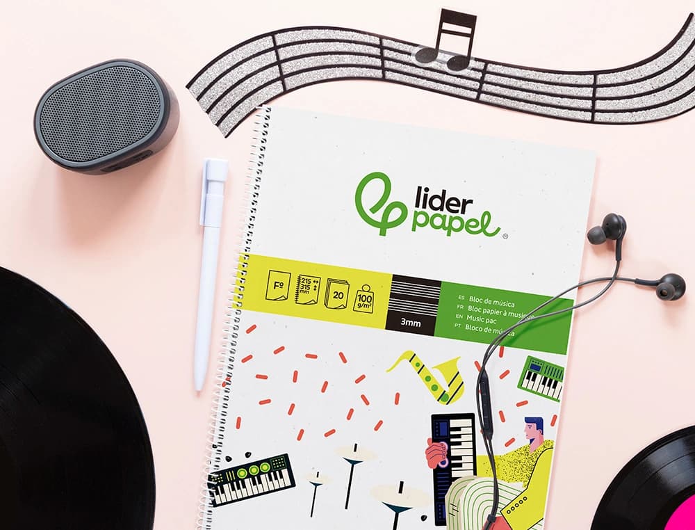 Bloc musica liderpapel pentagrama 3mm 20 hojas 100g/m2