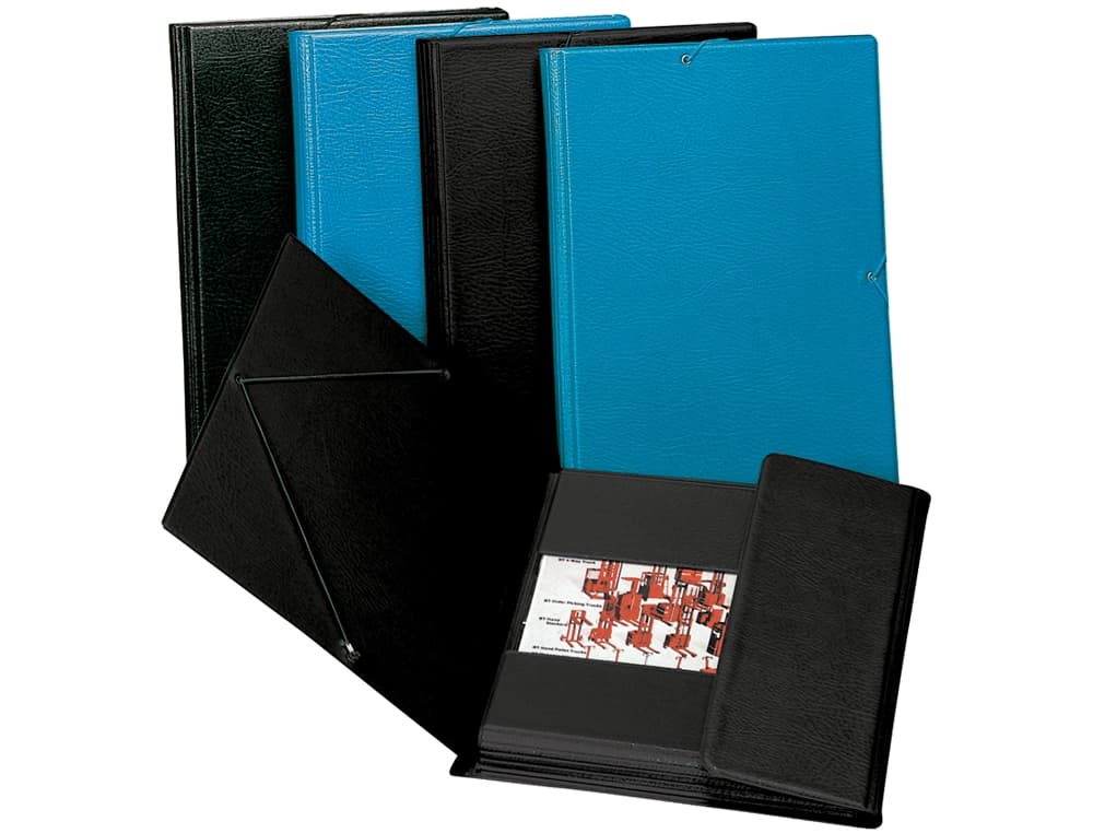 Carpeta de gomas Saro de cartón forrado en PVC con tres solapas, color negro – Negro