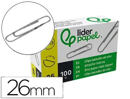 Clips liderpapel nº1,5 labiados 26 mm caja de 100 unidades