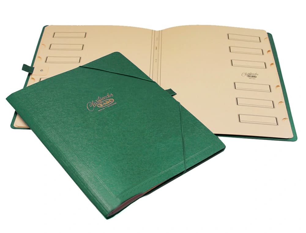 Carpeta clasificadora Saro folio de cartón compacto con 12 departamentos – Verde
