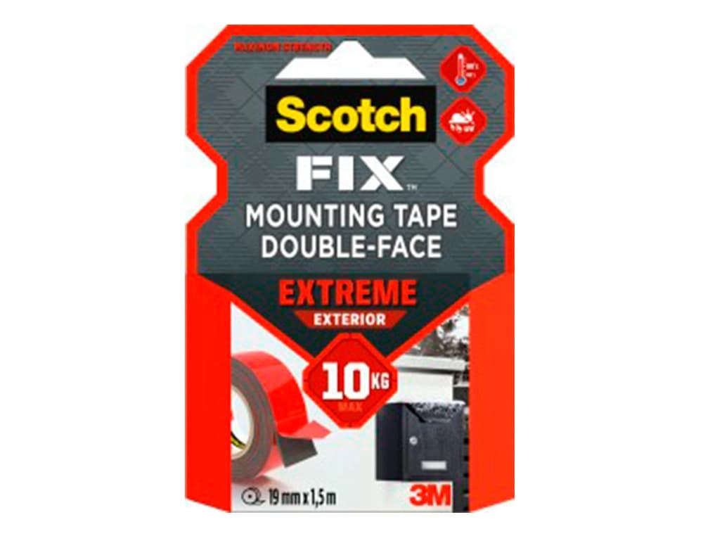 Soporte adhesivo cinta scotch doble cara ultra resistente 1,5 mt x 19 mm