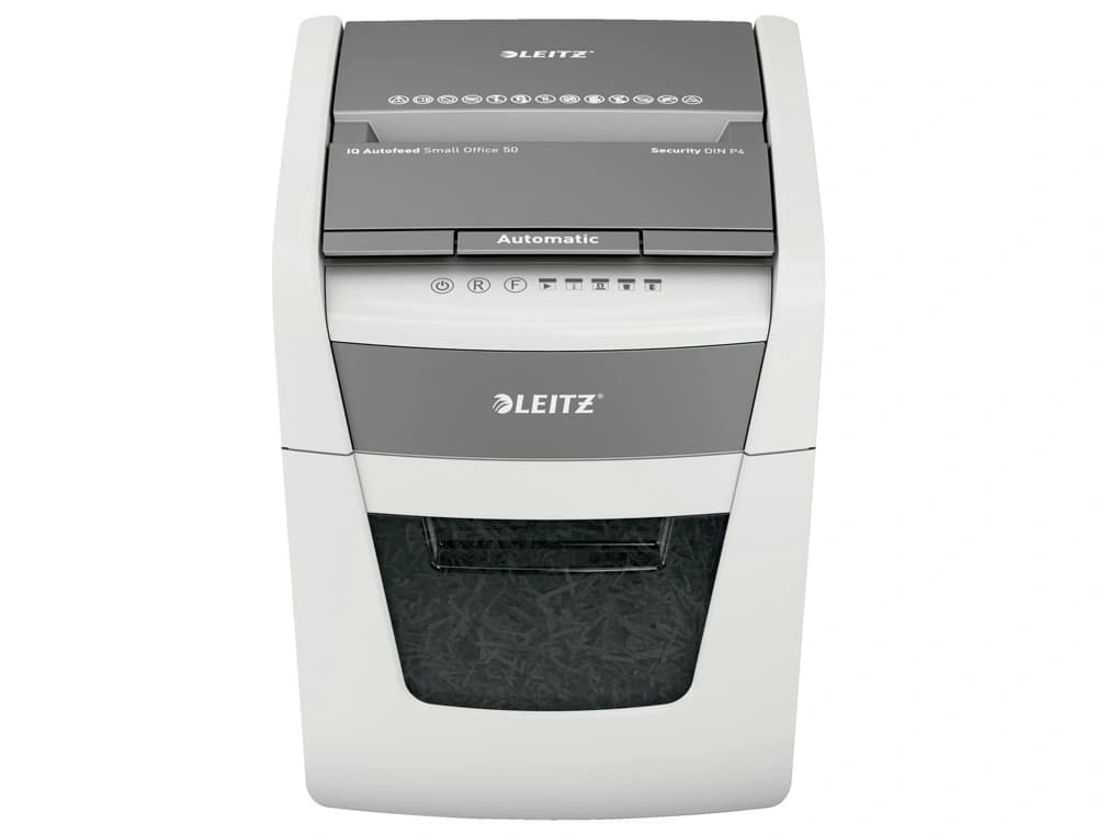 Leitz Destructora de documentos leitz iq auto+ office 50 capacidad de corte 50 hojas destruye grapas y clips