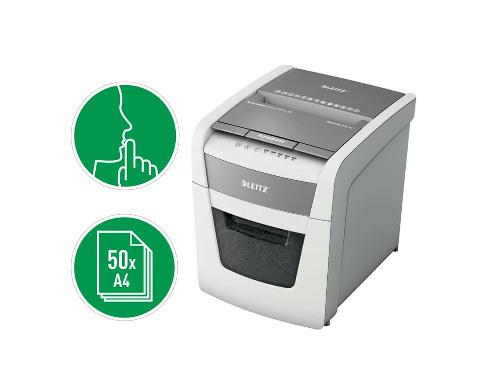 Destructora de documentos leitz iq auto+ office 50 capacidad de corte 50 hojas destruye grapas y clips