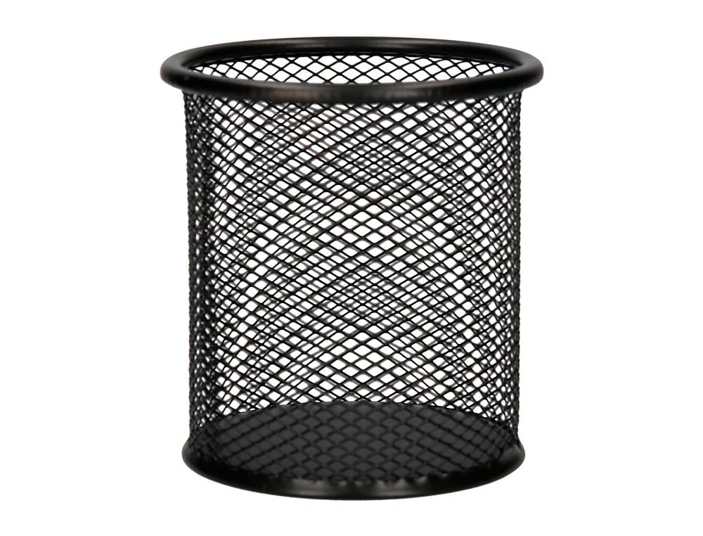 Cubilete portalapices q-connect metal redondo rejilla diametro 86 mm alto 105 mm
