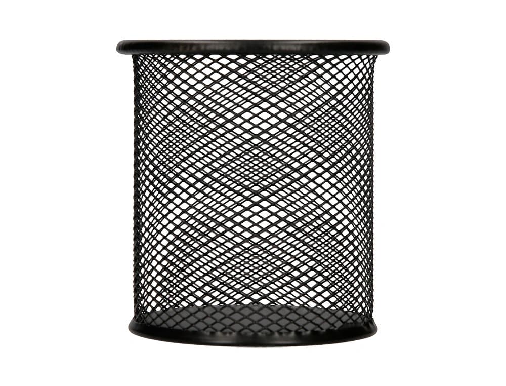 Cubilete portalapices q-connect metal redondo rejilla diametro 86 mm alto 105 mm