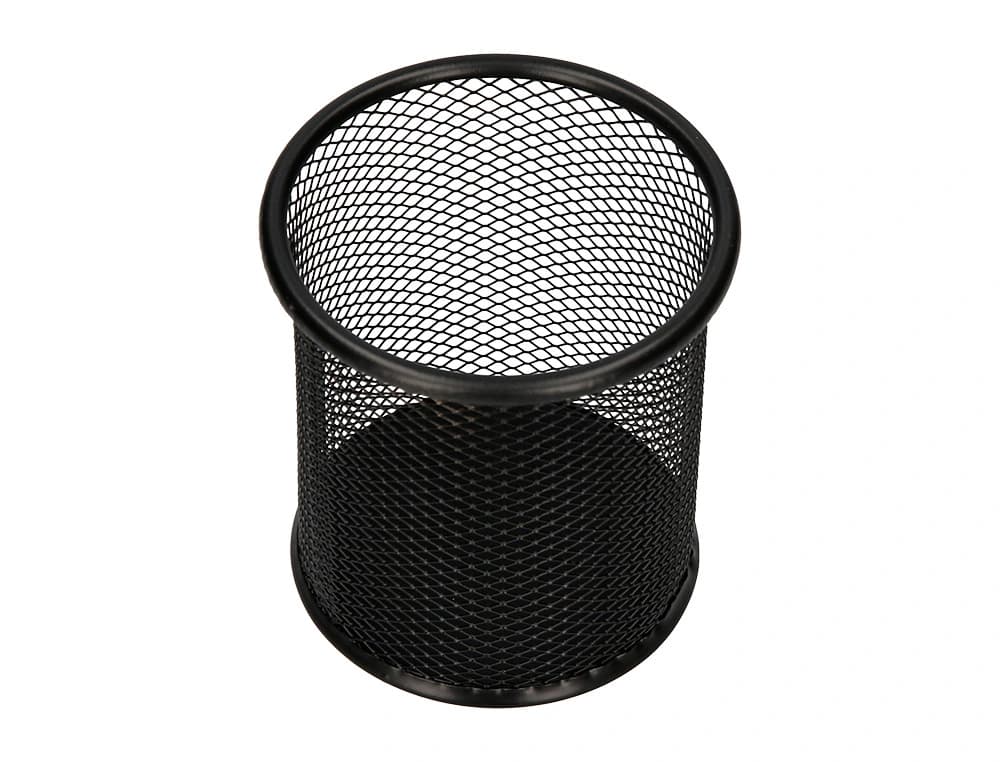 Cubilete portalapices q-connect metal redondo rejilla diametro 86 mm alto 105 mm