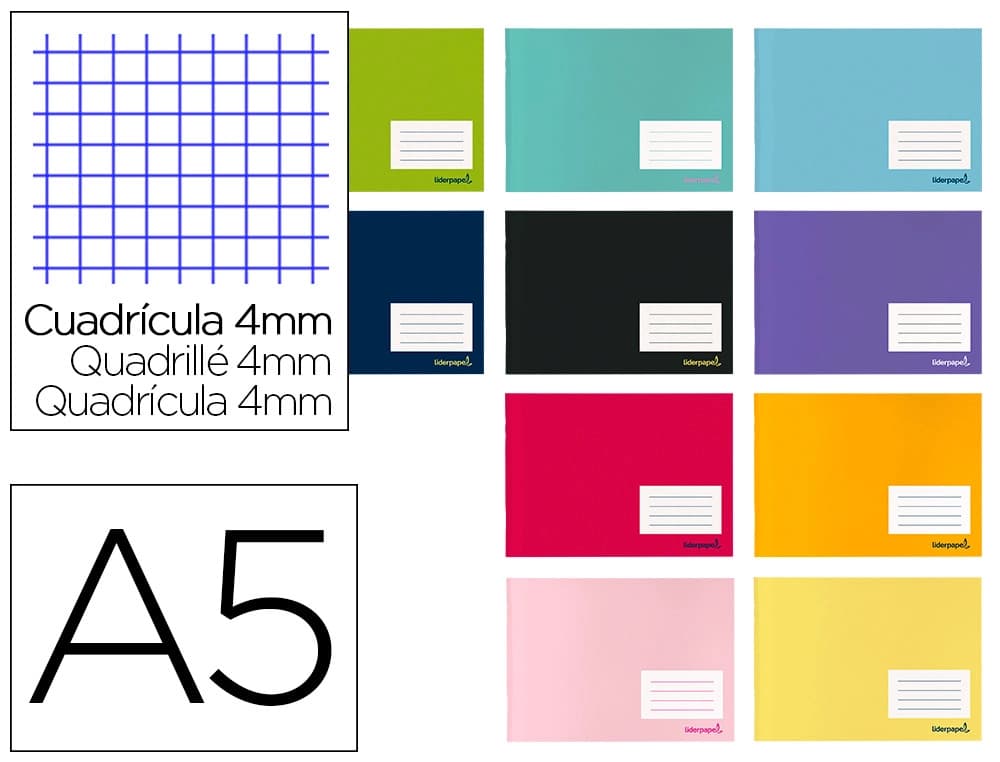 Liderpapel Libreta liderpapel smart a5 apaisado 32h 60gr cuadro 4mm con margen