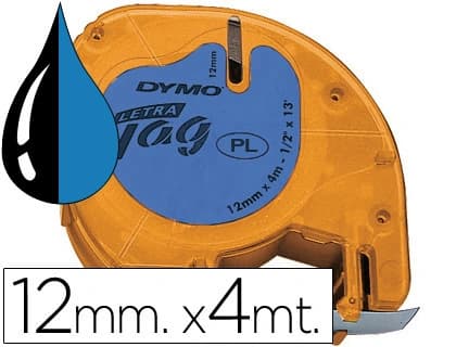 Cinta dymo 12mmx4mt -negro/azul para maquina letratag