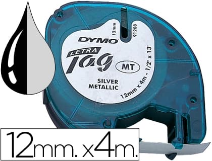 Dymo Cinta dymo metalizada 12mmx4mt -negro/plata para letratag