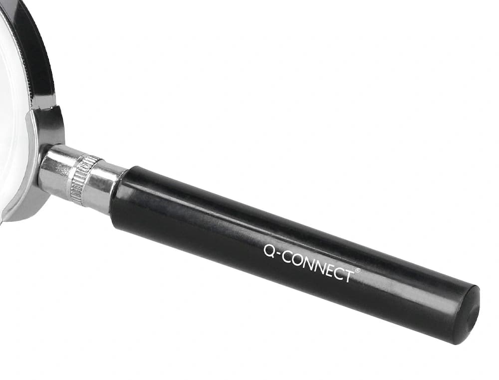 Lupa q-connect cristal aro metalico mango plastico negro 90 mm