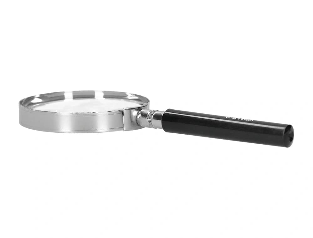 Lupa q-connect cristal aro metalico mango plastico negro 90 mm