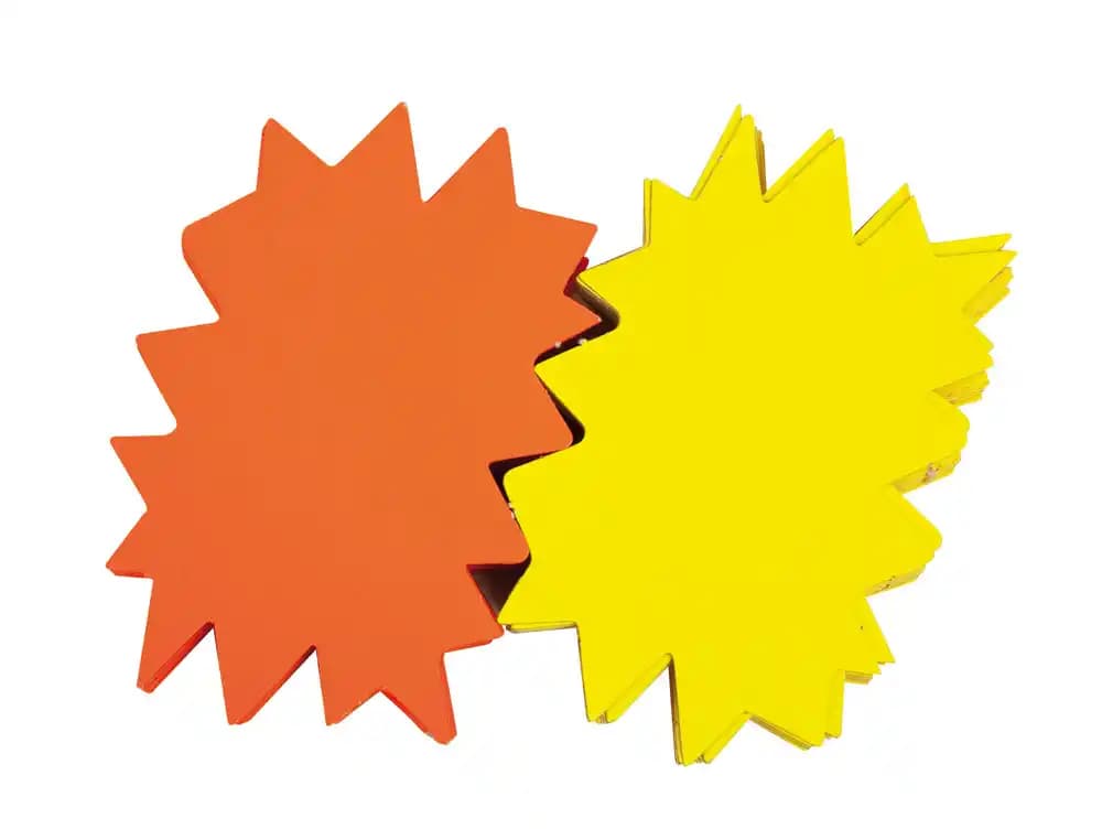 Blanca Etiqueta cartulina marcaprecios amarillo/naranja fluorescente 80x120 mm 450 gr pack de 50 unidades