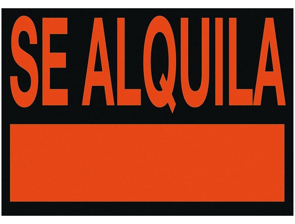 Cartel plastico archivo 2000 \"se alquila\" rojo fluorescente 500x234 mm