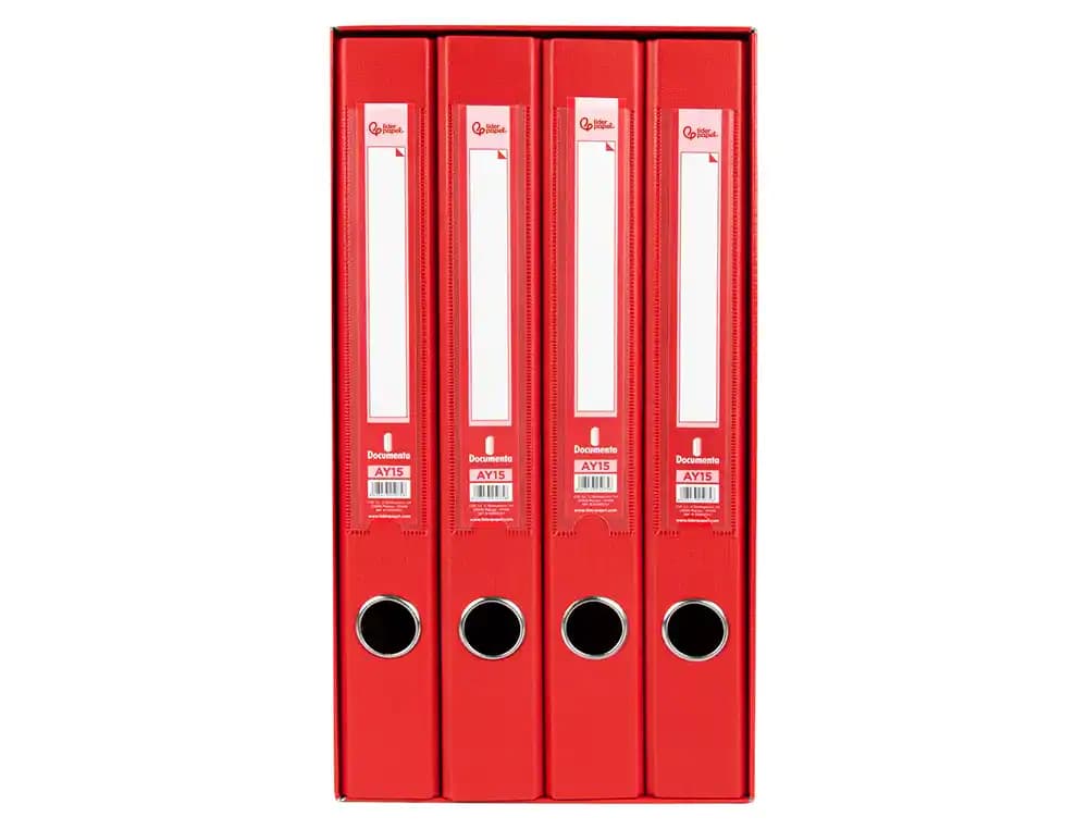 Módulo Liderpapel de 4 archivadores tamaño folio con 2 anillas mixtas de 25 mm – Rojo