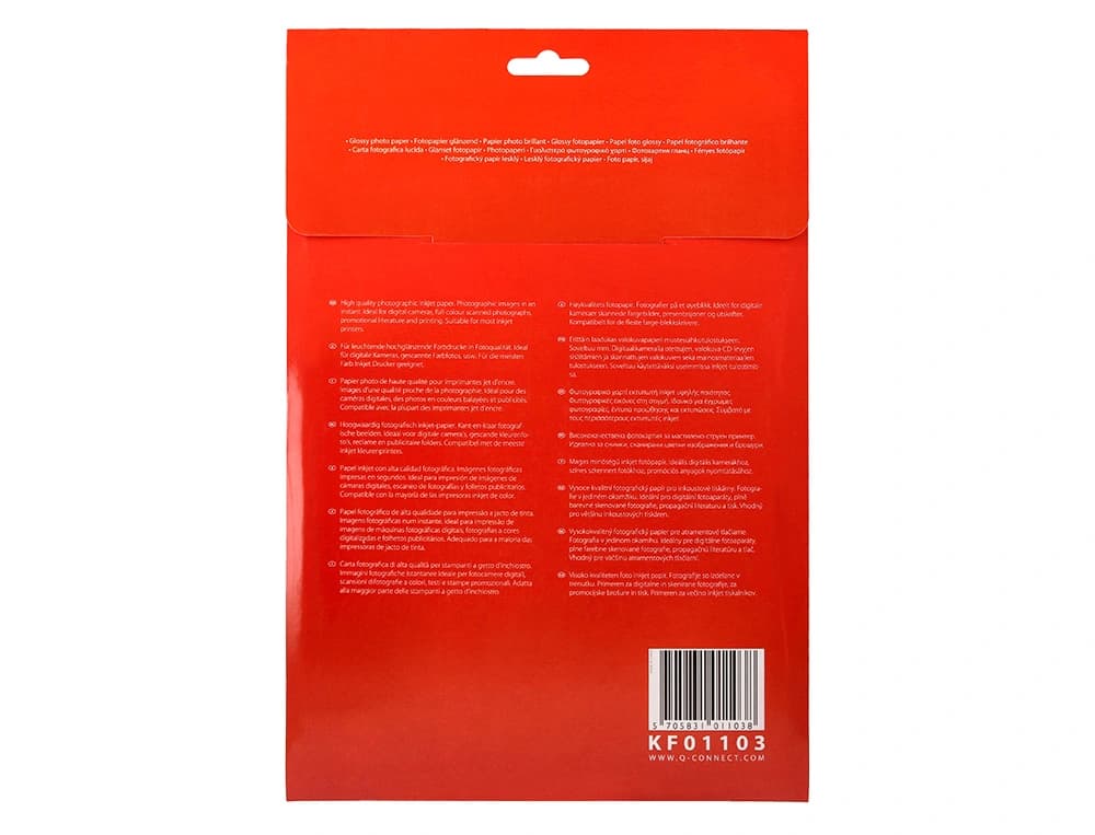 Papel q-connect foto glossy kf01103 din a4 digital photo para ink-jet bolsa de 20 hojas de 180 gr