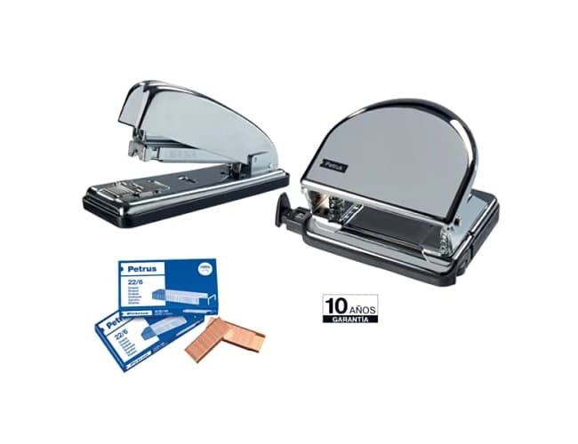 Grapadora petrus 230c cromada capacidad 30 hojas