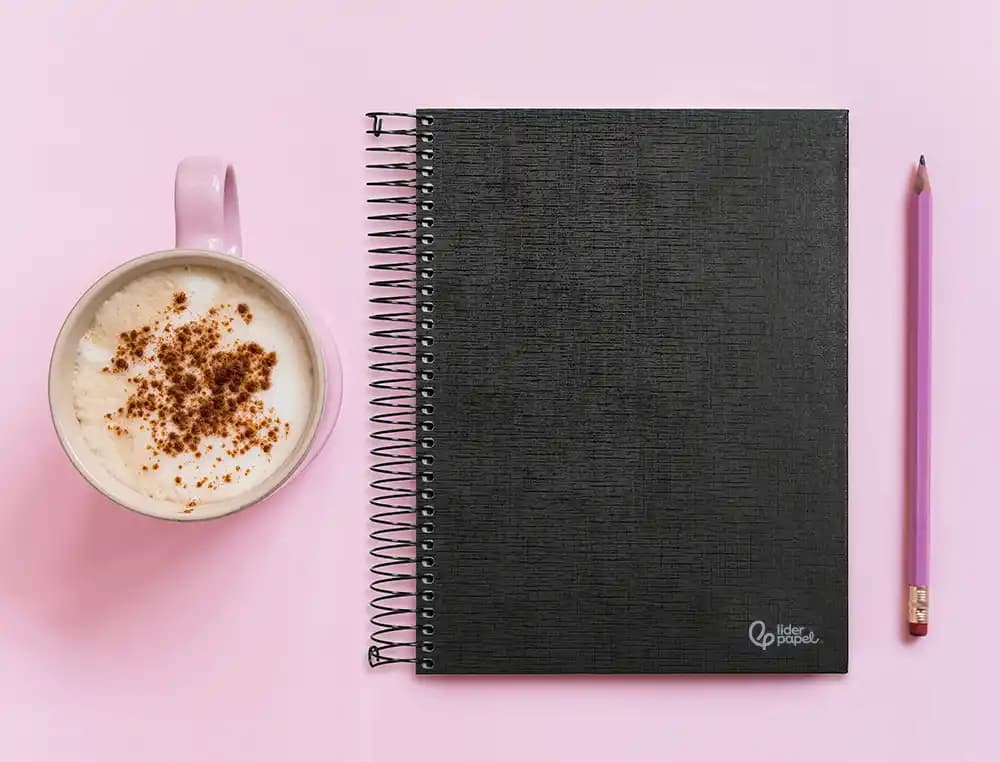 Cuaderno espiral liderpapel a5 micro papercoat tapa forrada 140h 75gr cuadro5mm 5 banda s 6 taladros