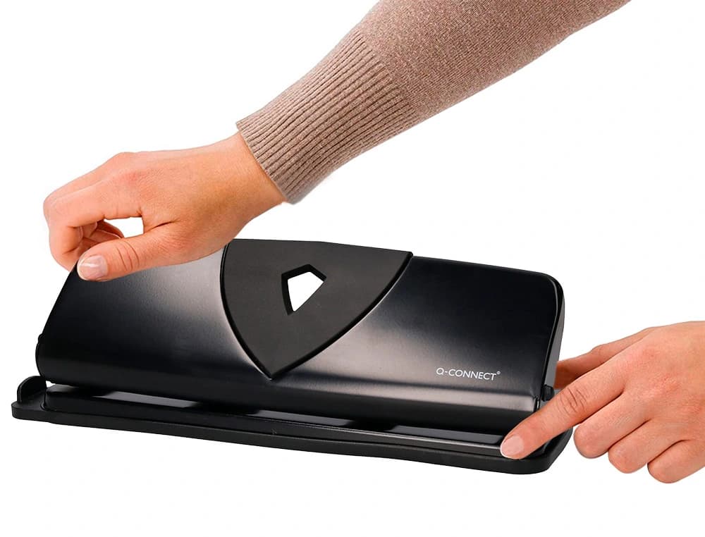 Taladrador q-connect kf01238 negro 4 taladros abertura 1,6 mm capacidad 16 hojas