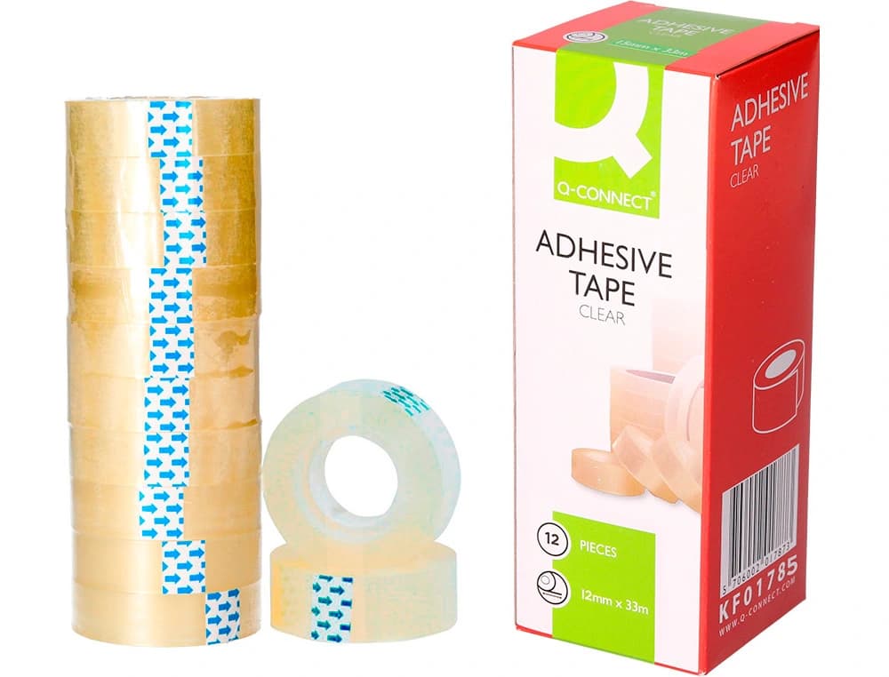 Cinta adhesiva q-connect transparente 33 m x 12 mm