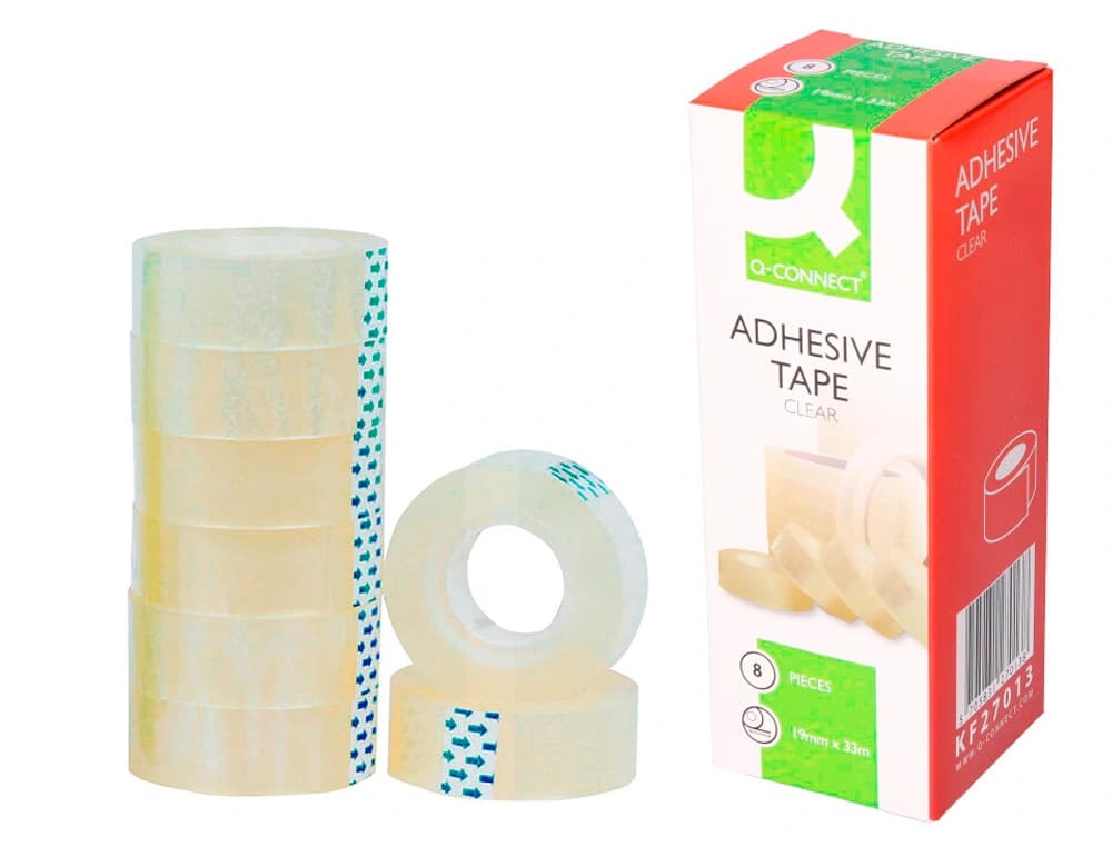 Cinta adhesiva q-connect transparente 33 m x 19 mm