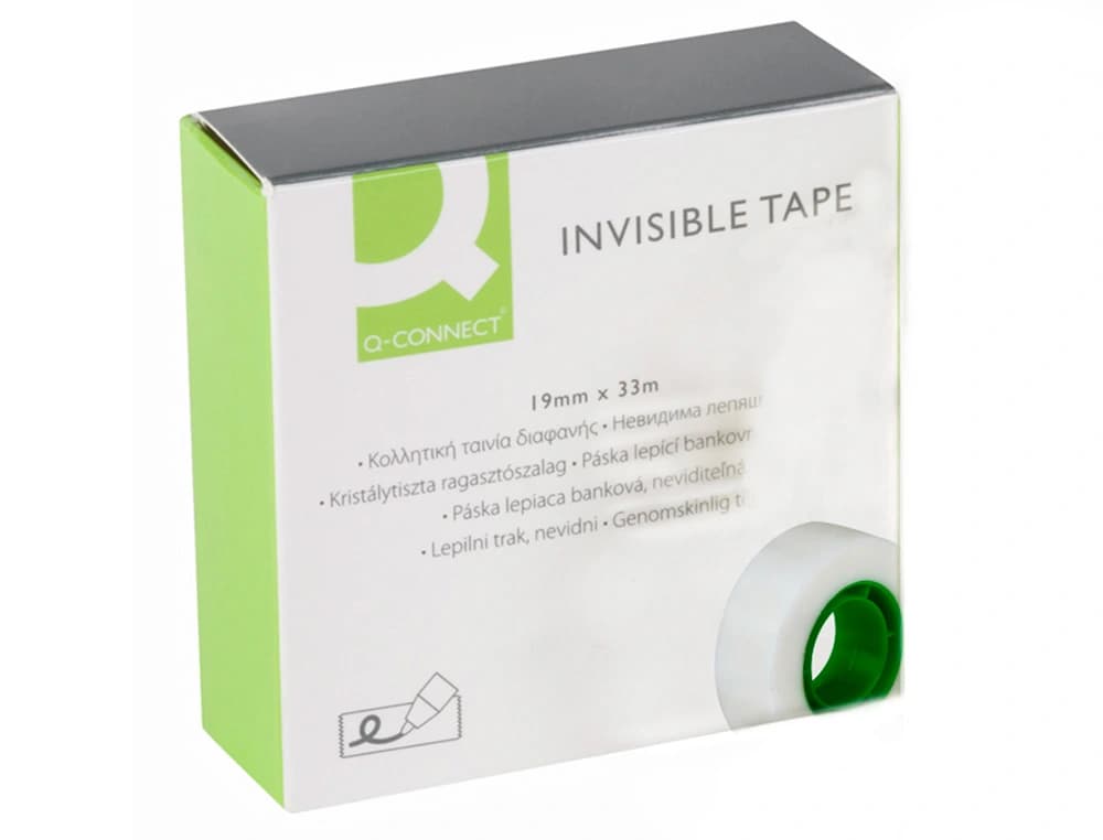 Cinta adhesiva q-connect invisible 33 mt x 19 mm