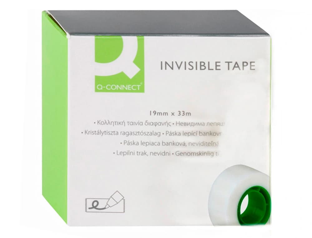 Cinta adhesiva q-connect invisible 33 mt x 19 mm