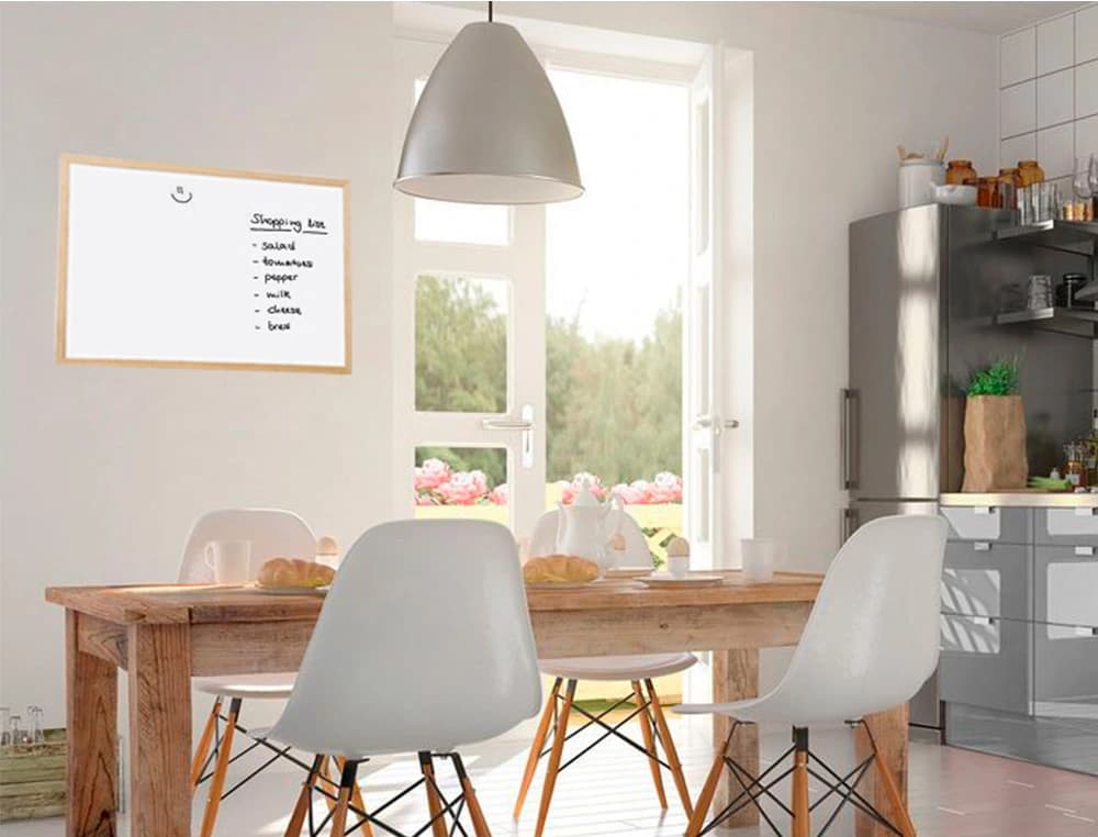 Pizarra blanca q-connect melamina marco de madera 60x40 cm