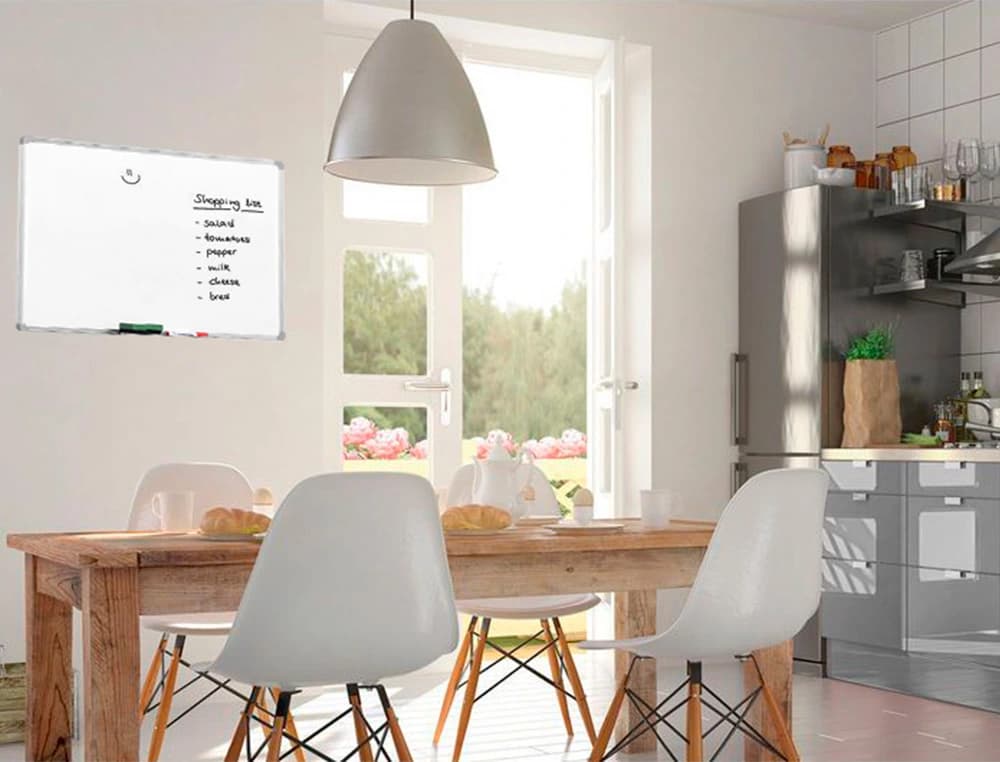 Pizarra blanca q-connect melamina marco de aluminio 60x45 cm