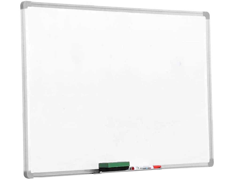 Pizarra blanca q-connect melamina marco de aluminio 120x90 cm