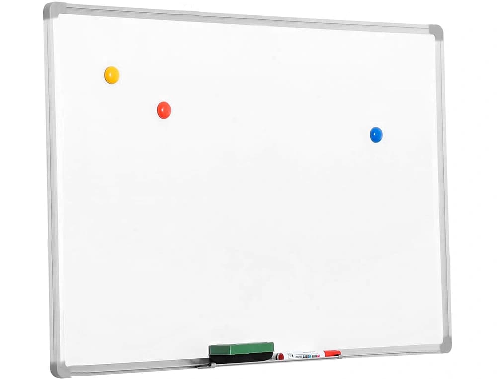 Pizarra blanca q-connect lacada magnetica marco de aluminio 120x90 cm