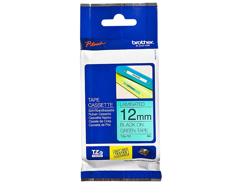 Cinta brother tze-731 verde-negro 12mm longitud 8 m
