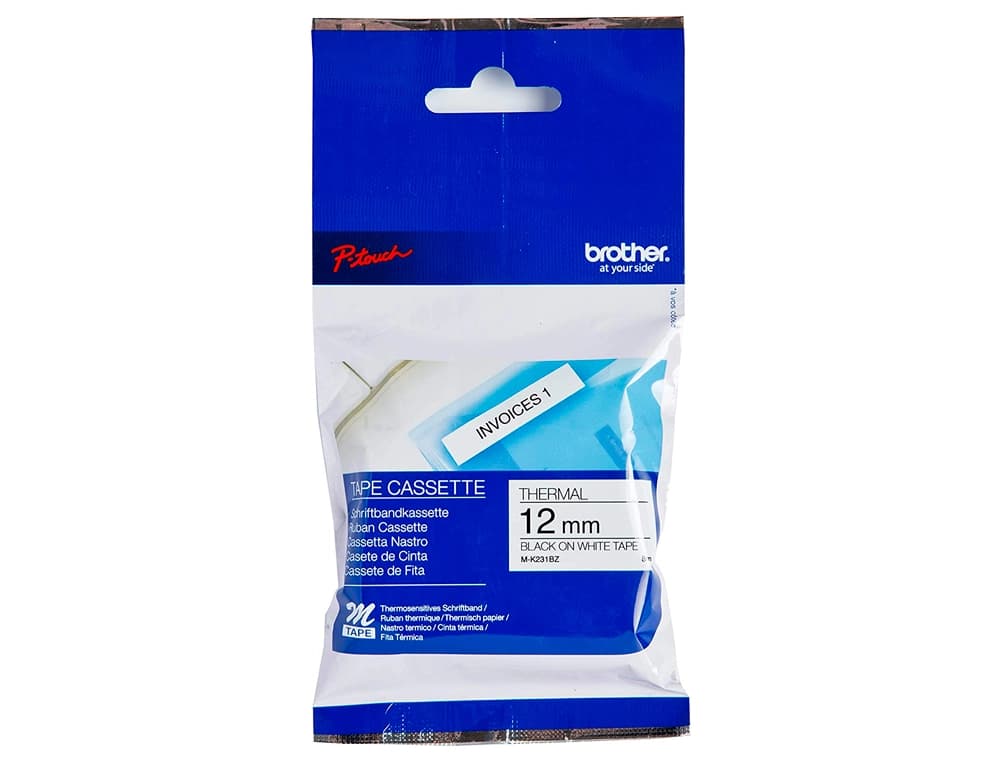 Cinta brother mk-231 blanco-negro 12mm longitud 8 m