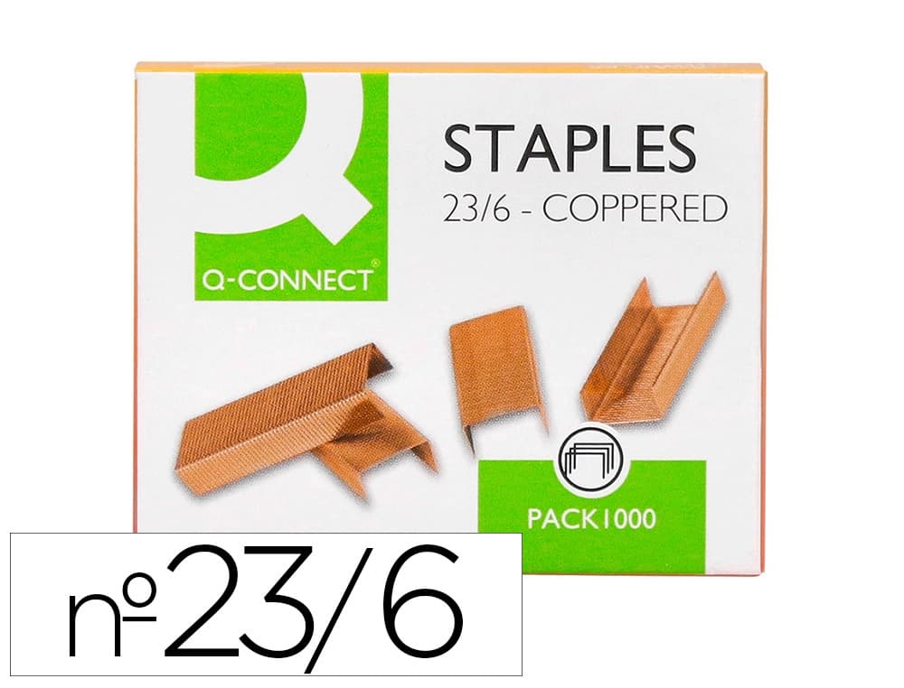 Q-connect Grapas q-connect nº 23/6 cobreadas caja de 1000 unidades