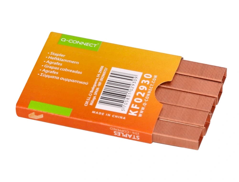 Grapas q-connect nº 23/6 cobreadas caja de 1000 unidades
