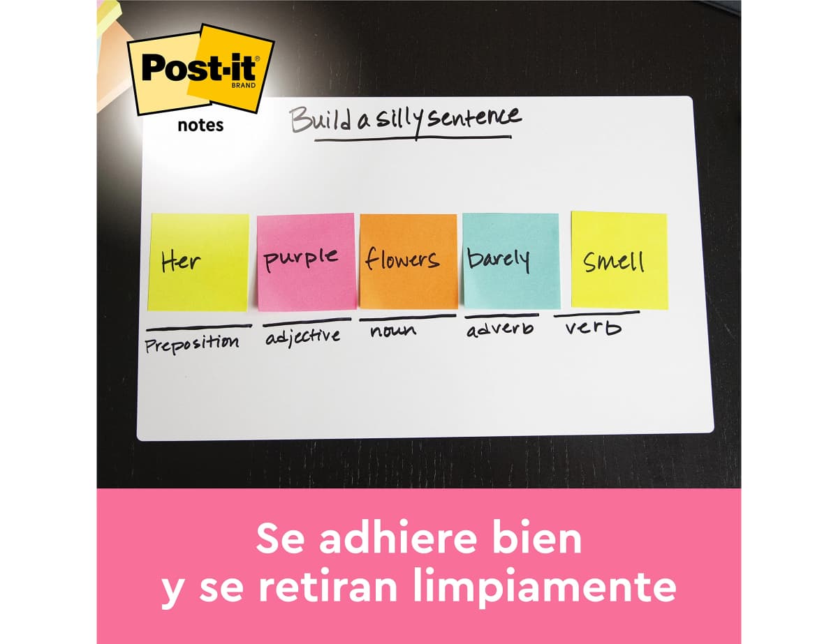 Bloc de notas adhesivas quita y pon post-it 76x76 mm neon con 100 hojas