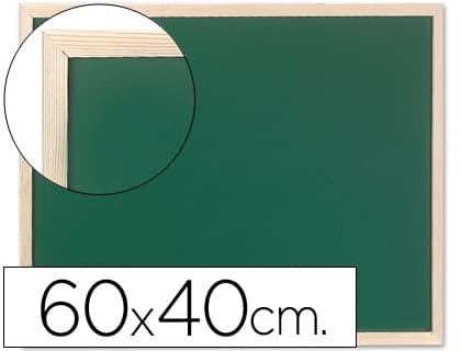 Q-Connect Pizarra verde Q-Connect lacada para tiza con marco de madera de pino y sin repisa, 60 × 40 cm