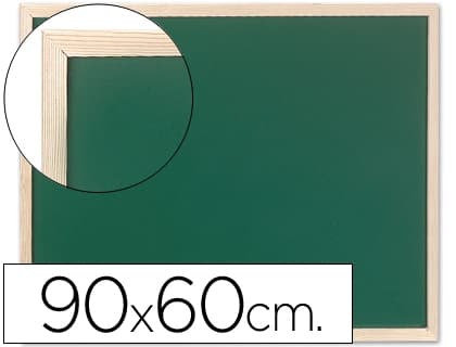 Pizarra verde Q-Connect lacada para tiza con marco de madera de pino y sin repisa, 90 × 60 cm