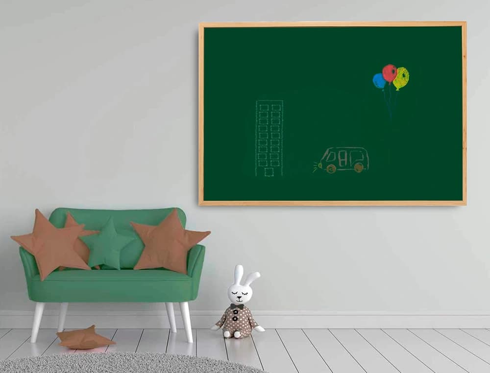 Pizarra verde q-connect marco de madera 120x90 cm sin repisa