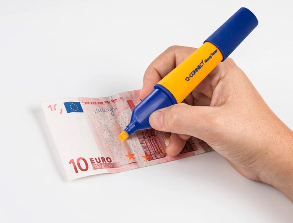 Rotulador q-connect money tester detector de billetes falsos