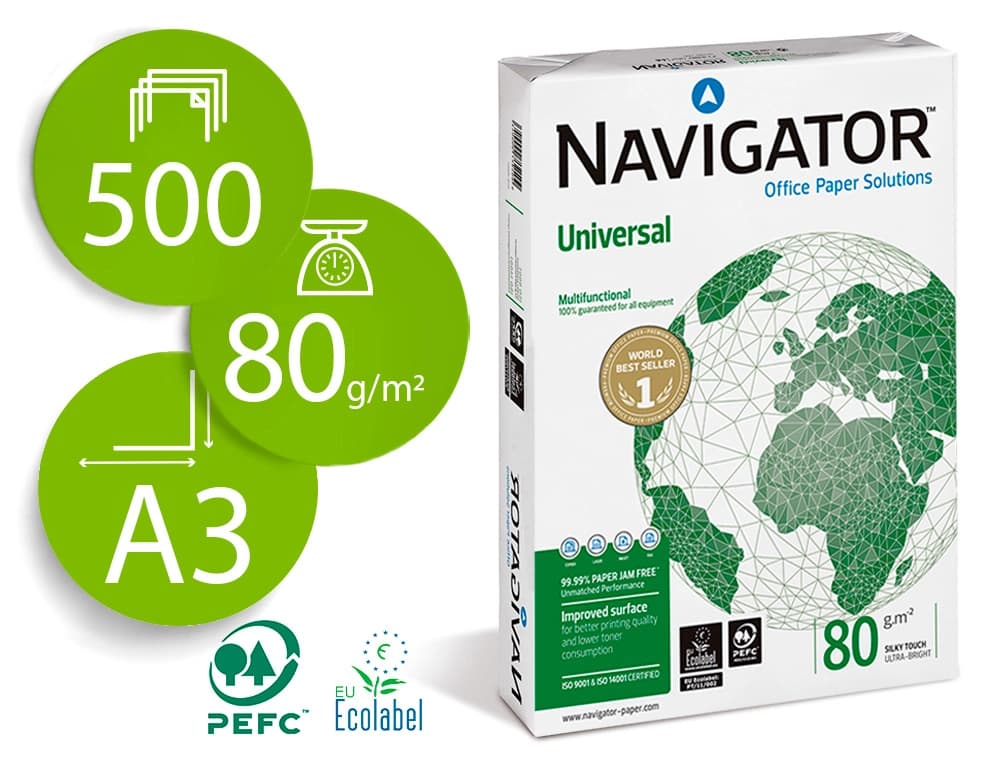 Navigator Papel fotocopiadora navigator papel multiuso ink-jet y laser paquete de 500 hojas
