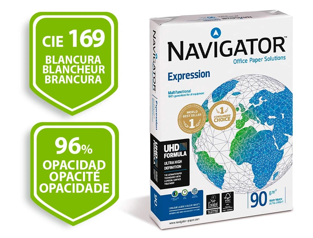 Papel multiuso Navigator para inyección de tinta y láser, paquete de 500 hojas – Blanco