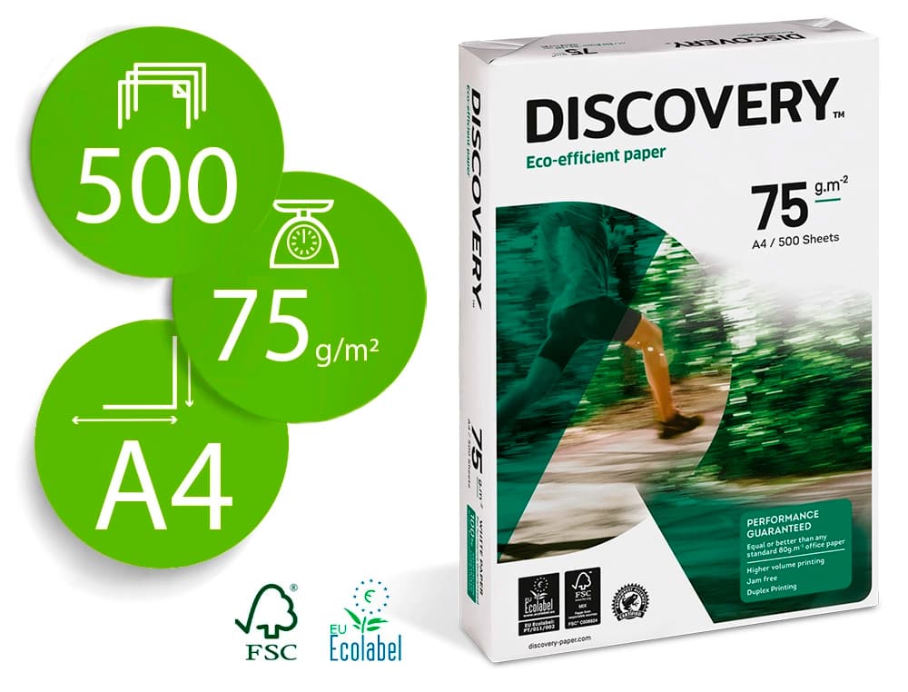 Discovery Papel fotocopiadora discovery papel multiuso ink-jet y laser paquete de 500 hojas