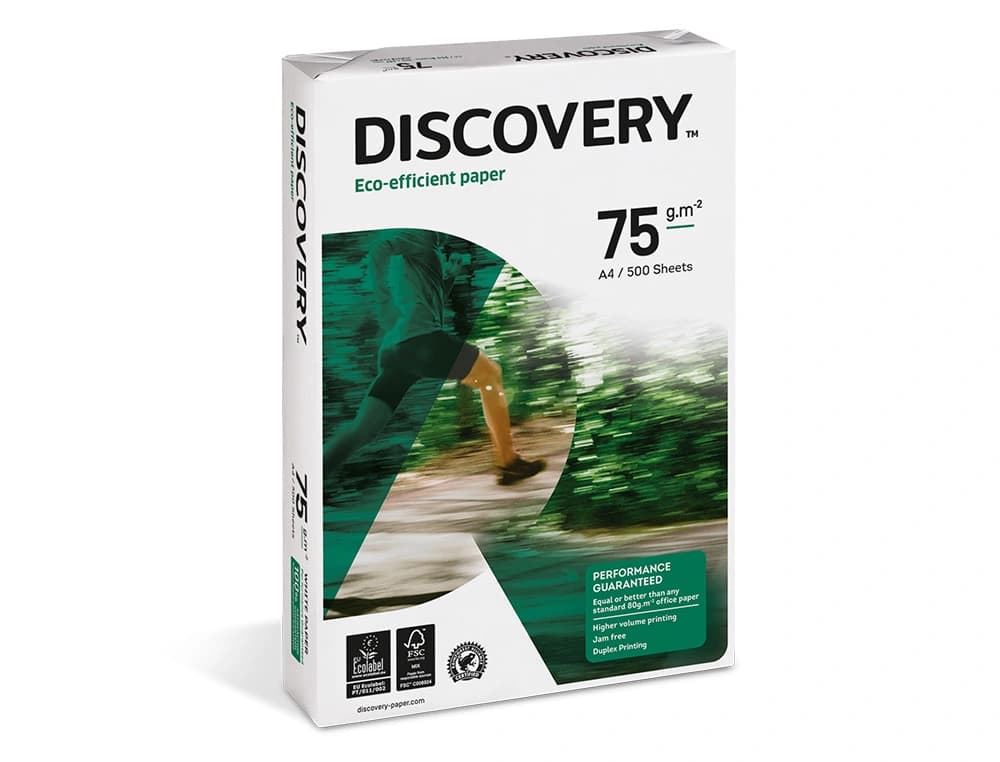 Papel fotocopiadora discovery papel multiuso ink-jet y laser paquete de 500 hojas