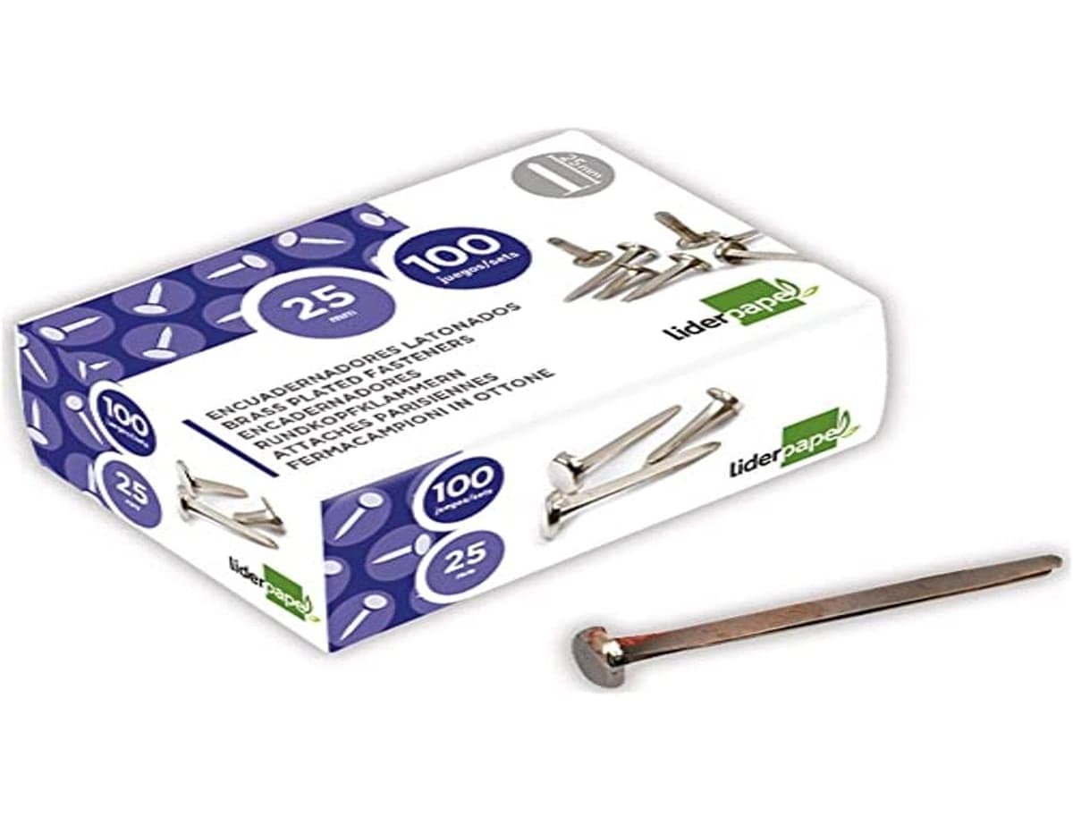 Encuadernadores liderpapel niquelados n.5 25 mm caja de 100 unidades