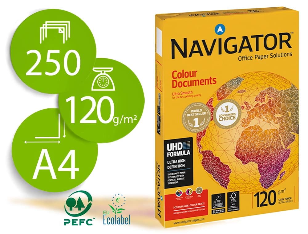 Navigator Papel fotocopiadora navigator din a4 120 gramos paquete de 250 hojas