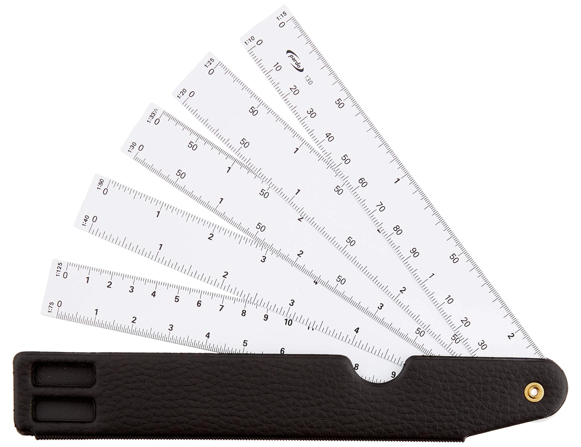 Escala pardo abanico 10 escalas 15 cm con estuche similpiel