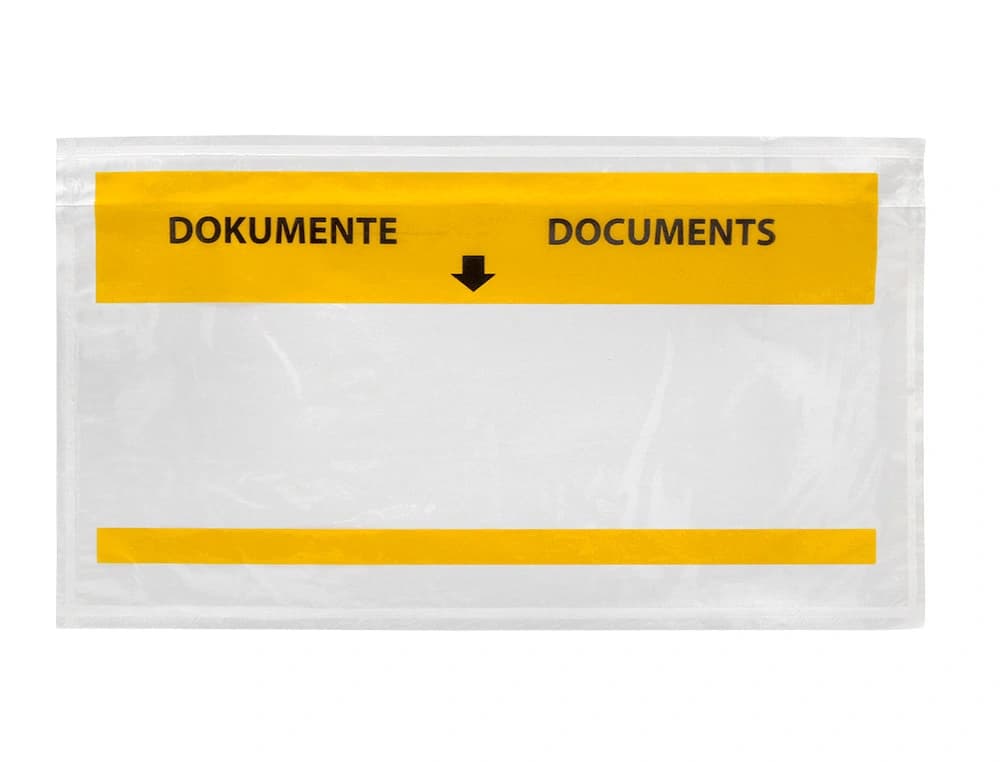 Sobre autoadhesivo q-connect portadocumentos multilingue 225x122 mm ventana totalmente transparente paquete de 100