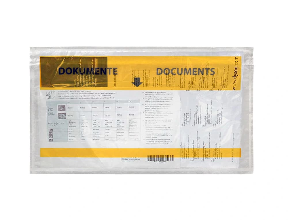 Sobre autoadhesivo q-connect portadocumentos multilingue 225x122 mm ventana totalmente transparente paquete de 100